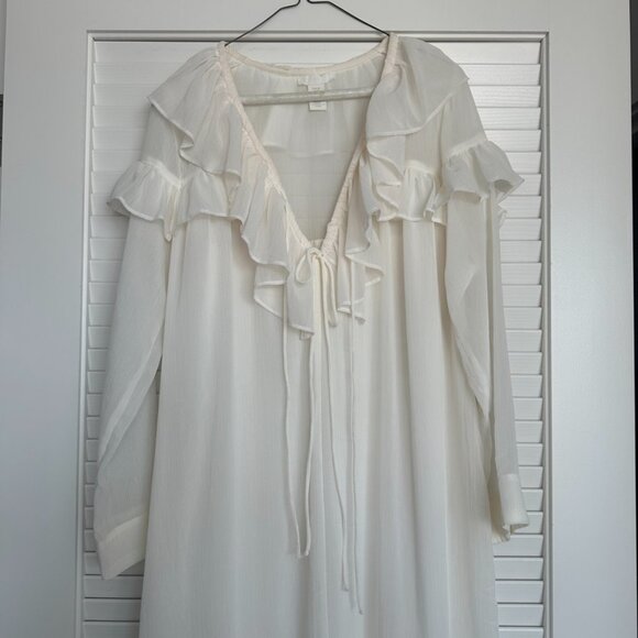 White XS H&M Boho Chiffon Crepe Maxi Dress - Picture 3 of 4